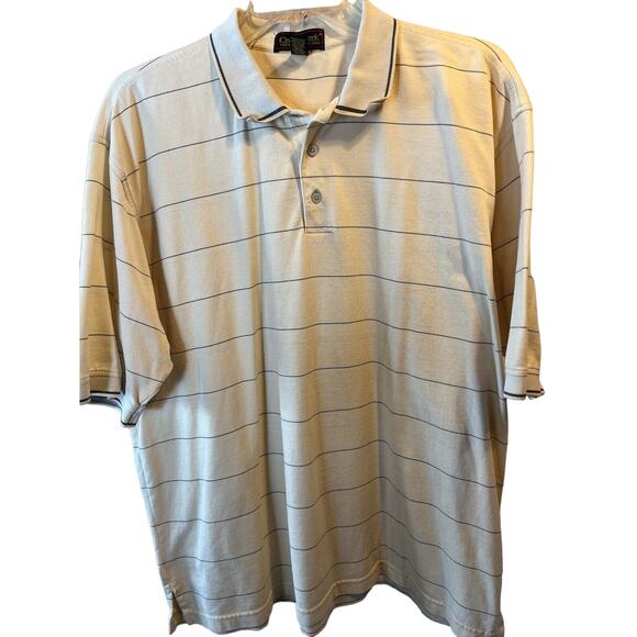 Cross Creek VTG Men’s XL Yellow Striped ss 1/4 button cotton golf polo shirt - Picture 1 of 16